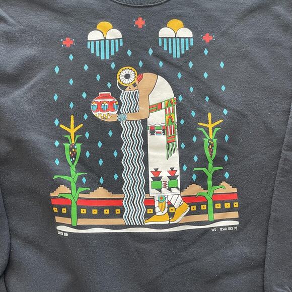 Vintage Tewa Tees Sweatshirt Mens Medium Black Desert Rain Crewneck Pullover 90s - Picture 3 of 8